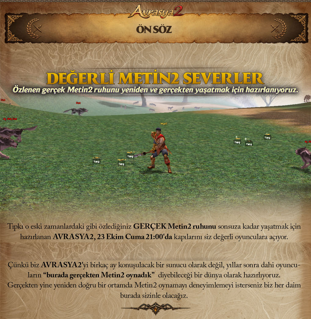 Değerli Metin2 severler: Avrasya2 Metin2 PvP server ön söz